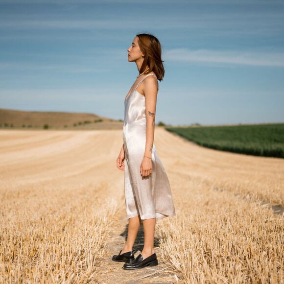 HORSES Atelier Slip Dress in Ivory/Champagne - Picture 12 of 16